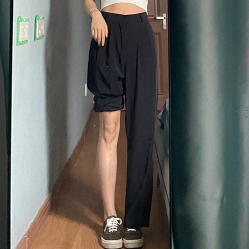 Quality Inspection Official Picture Suit Pants Women's Spring and Autumn Drape Suit Pants Spring Loose Slim Straight High Waist Pants
