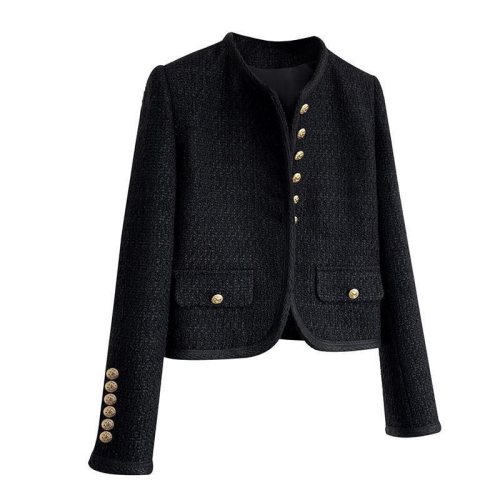 New 2024 Autumn and Winter Small Fragrance Style Jacket Tweed Short Classic Version Heavy Industry Temperament Versatile Top Women Long Sleeve