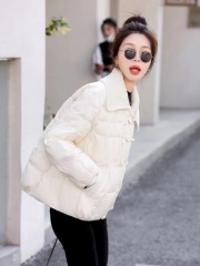 Short New Chinese Style Disk Button Lightweight Down Jacket Women's New Knitted Large Lapel Fashion Jacket Winter
