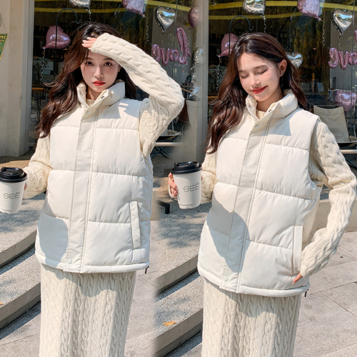 Actual shot of 2024 autumn and winter new Korean style short stand collar loose down jacket vest large size women's clothing can be worn 200