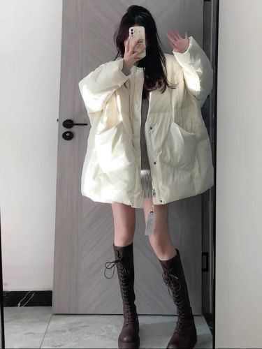 Off-white cotton coat women's new winter Korean style loose large version cotton jacket warm cotton coat
