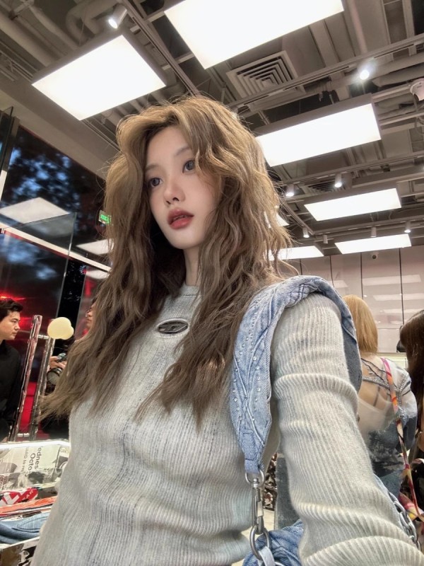 American Millennial Hot Girl Style Knitted Sweater Top Women's Slim Short Bm Style Long Sleeve Bottoming Shirt