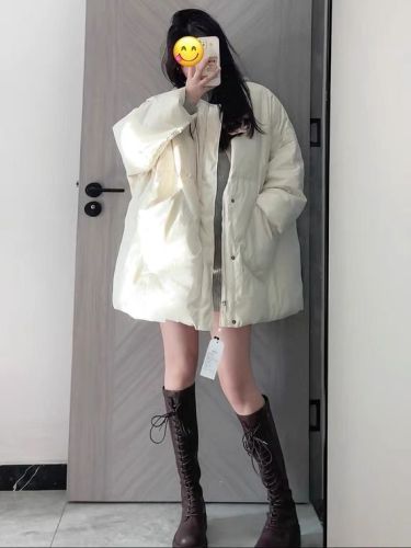 Off-white cotton coat women's new winter Korean style loose large version cotton jacket warm cotton coat