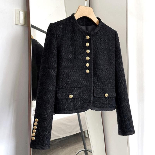 New 2024 Autumn and Winter Small Fragrance Style Jacket Tweed Short Classic Version Heavy Industry Temperament Versatile Top Women Long Sleeve