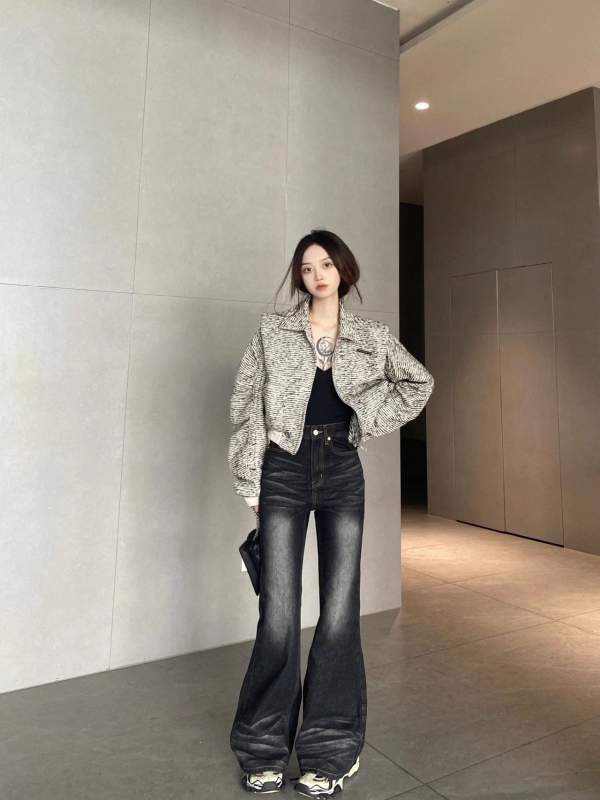Spring and Autumn New Style Small Fragrance Jacket Women's Design Niche Early Spring Temperament Slim Short Style Front Shoulder Jacket Trendy