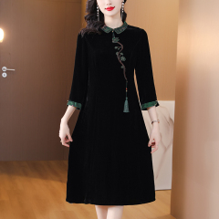 New high-end velvet dress bottoming mulberry silk mother velvet spring, autumn and winter standard