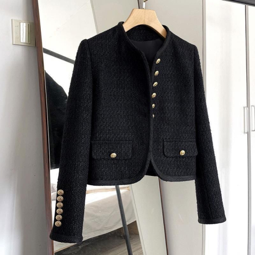 New 2024 Autumn and Winter Small Fragrance Style Jacket Tweed Short Classic Version Heavy Industry Temperament Versatile Top Women Long Sleeve