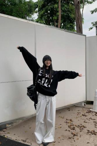 High street American round neck sweatshirt for women autumn and winter trendy brand oversize niche sweatshirt