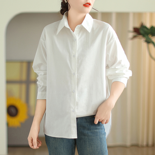 2024 Autumn South Korea Dongdaemun White Shirt Women's Tops Loose Casual Design Niche Large Size