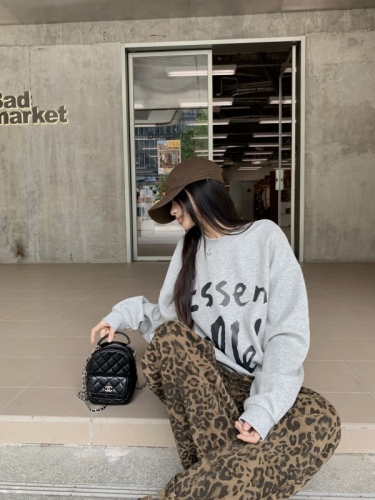 High street American round neck sweatshirt for women autumn and winter trendy brand oversize niche sweatshirt