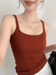 衣長48胸圍34  方領發熱背心女秋冬舒適磨毛保暖內搭美背上衣