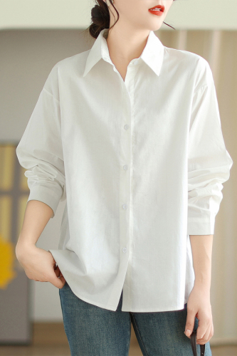 2024 Autumn South Korea Dongdaemun White Shirt Women's Tops Loose Casual Design Niche Large Size