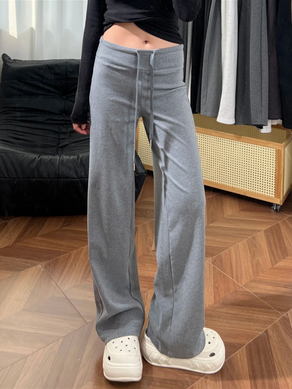 American autumn lazy style draped pants knitted casual pants loose straight slim floor mopping pants