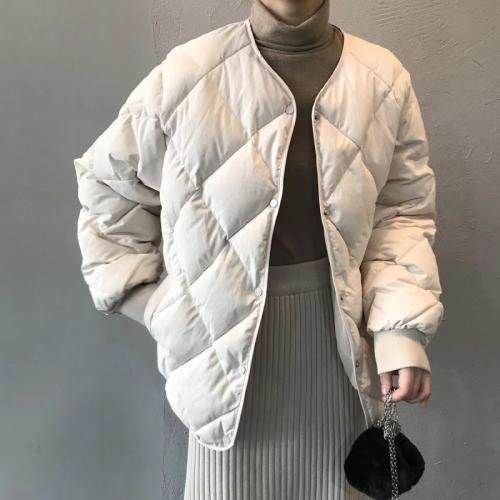 2024 Autumn and Winter Diamond Plaid Cotton Jacket Women Korean Style Loose Student Short Versatile Fashion Cotton Clothes Oversize Cotton Clothes