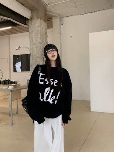 High street American round neck sweatshirt for women autumn and winter trendy brand oversize niche sweatshirt