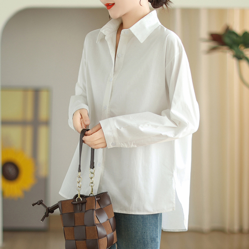 2024 Autumn South Korea Dongdaemun White Shirt Women's Tops Loose Casual Design Niche Large Size