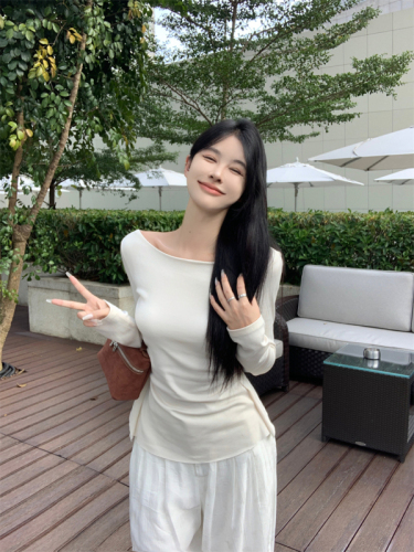 Real shot~Autumn hot girl style back lace stitching long-sleeved T-shirt female sexy inner layering top