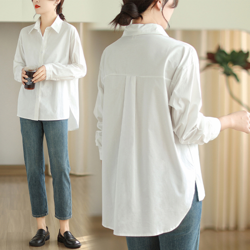 2024 Autumn South Korea Dongdaemun White Shirt Women's Tops Loose Casual Design Niche Large Size