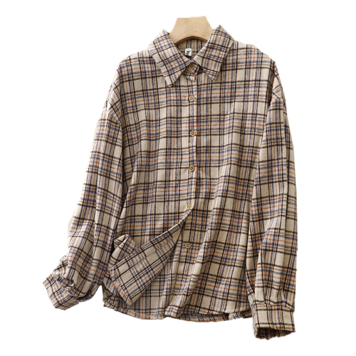 Plaid shirt women's autumn and winter 2024 new loose belly-covering top long-sleeved shirt jacket