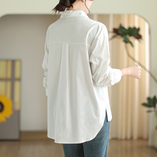 2024 Autumn South Korea Dongdaemun White Shirt Women's Tops Loose Casual Design Niche Large Size