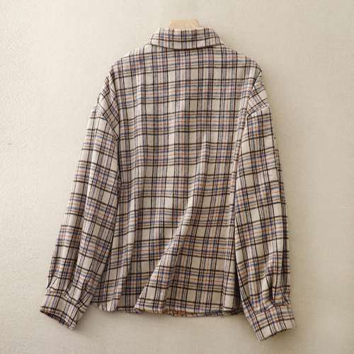 Plaid shirt women's autumn and winter 2024 new loose belly-covering top long-sleeved shirt jacket