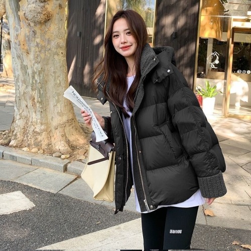 Maillard coffee color down cotton coat for women winter 2024 new style small thickened lamb wool splicing cotton coat and jacket