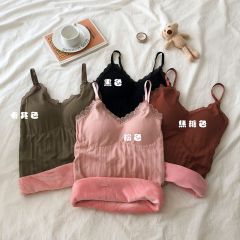 Photographed cotton lined warmkeeping with chest pad and lace trim vest breathable slimming warmkeeping underwear base shirt underwear