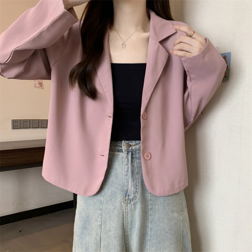 Autumn new Korean style chic niche design lapel temperament fashion short small suit for women