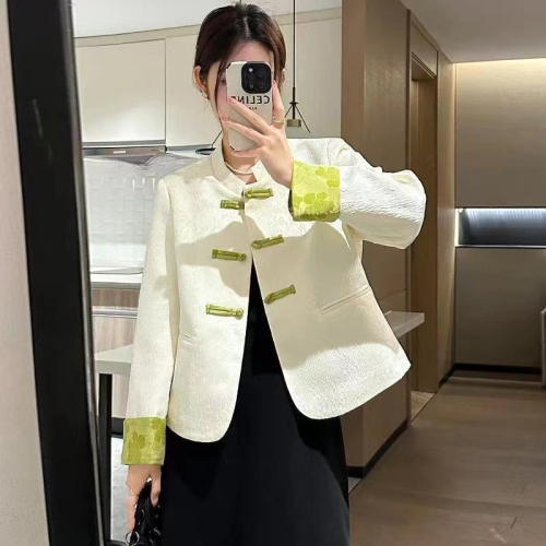 2024 Spring New National Style Disk Button Short Jacket Women's New Chinese Jacquard Temperament Black Fragrance Top