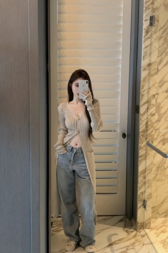 Kyoto private server with lazy style, thin sun protection long knitted cardigan