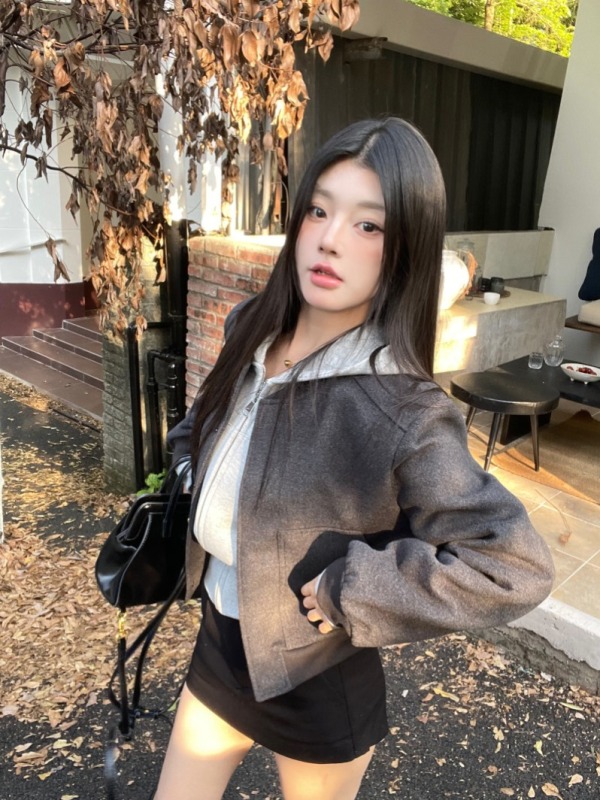 Short jacket for women new spring and autumn casual baseball uniform + hooded sweatshirt