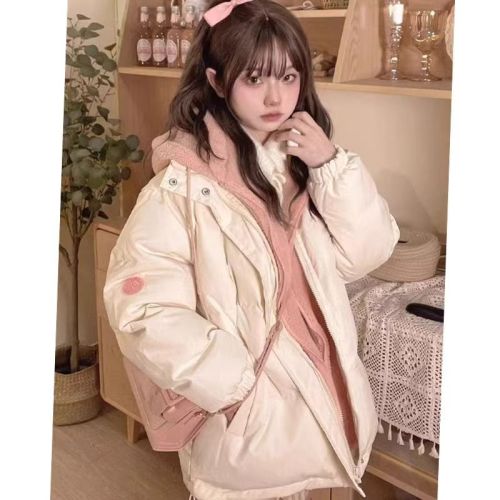 Fake two-piece down jacket for women in winter 2024 new student mid-length thickened warm cotton clothing Korean winter jacket