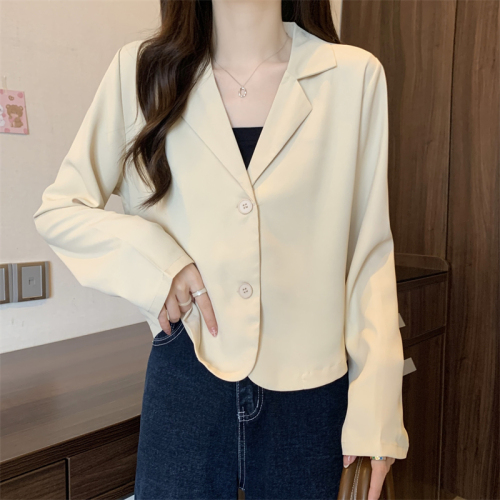 Autumn new Korean style chic niche design lapel temperament fashion short small suit for women