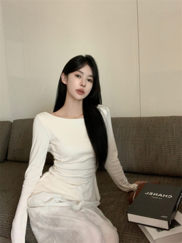 Real shot~Autumn hot girl style back lace stitching long-sleeved T-shirt female sexy inner layering top