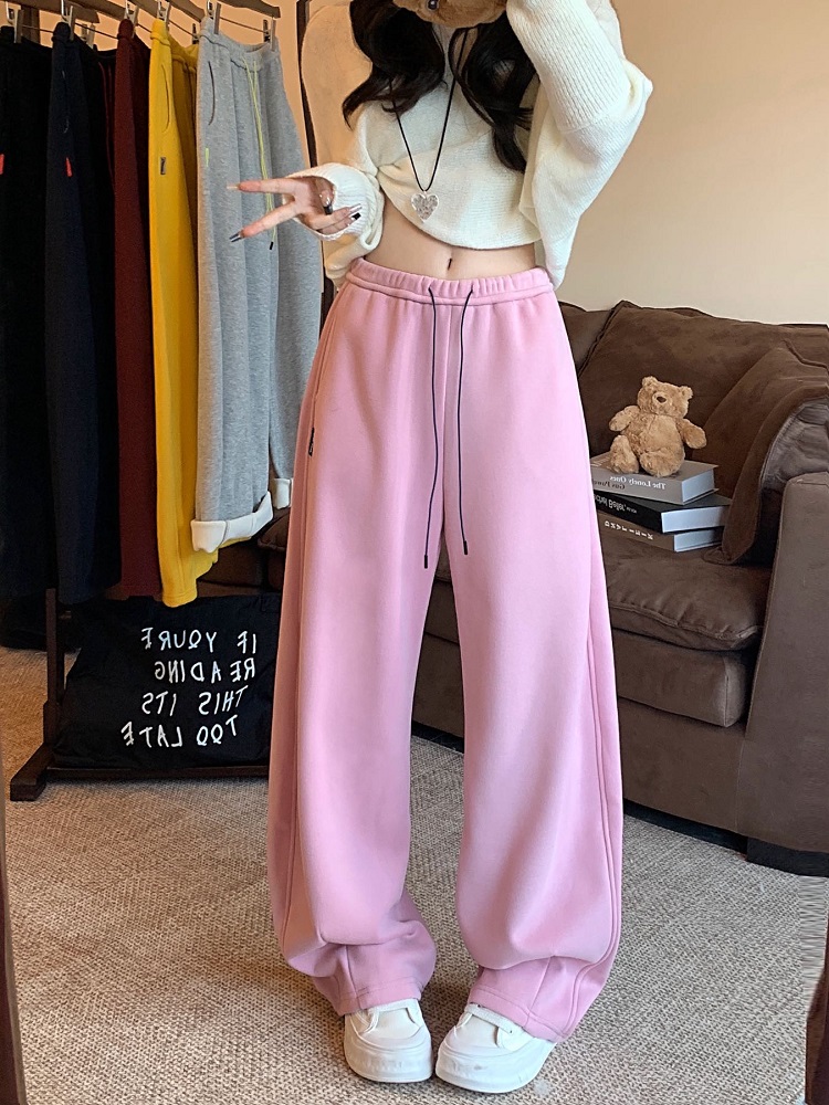 Photographed Thickened Orla Fleece Half-Moon Pocket Banana Pants Autumn/Winter Slouchy Loose Drawstring Sports Lounge Pants