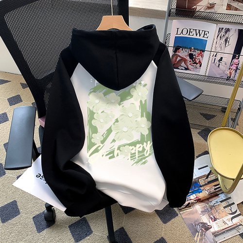 Actual shot of 320g pure cotton Chinese cotton composite milk silk silver fox velvet hooded sweatshirt