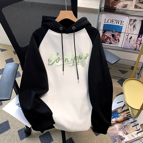 Actual shot of 320g pure cotton Chinese cotton composite milk silk silver fox velvet hooded sweatshirt