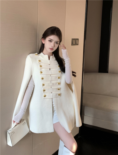 Real shot!  Knitted woolen coat for women, autumn and winter high-end cape coat, rich lady style top