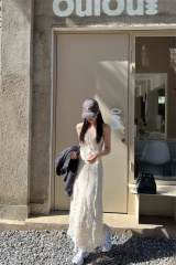 French design fungus hem suspender dress