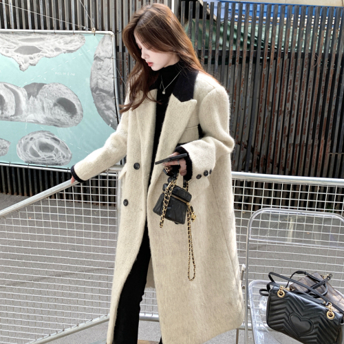 Korean style gentle small fragrant woolen coat for women autumn and winter new woolen coat small lazy style mid-length style