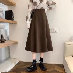 High-waisted, slimming and drapey mid-length a-line skirt for women in autumn and winter new style small black large hem umbrella skirt