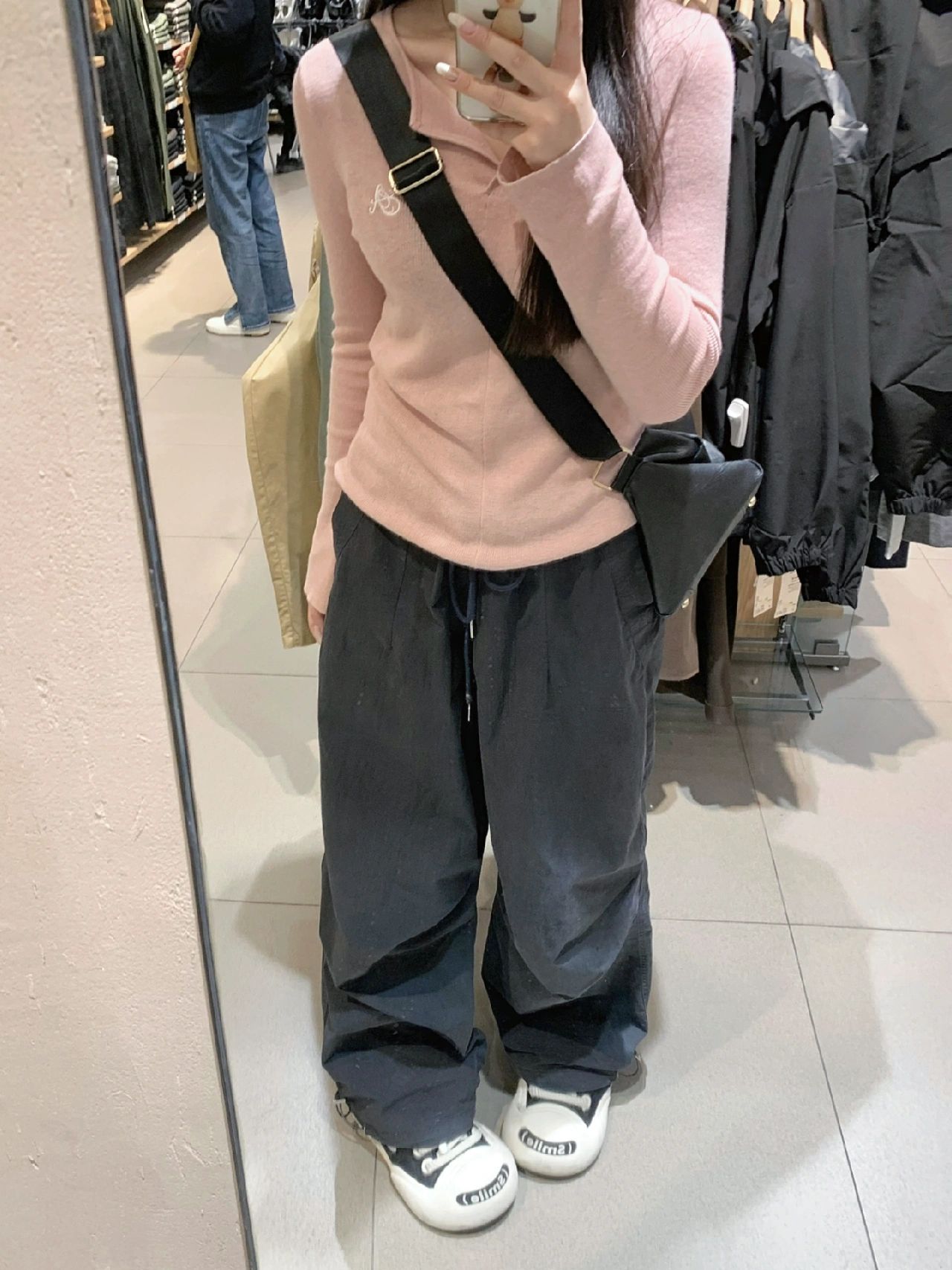 Pink long-sleeve knitted sweater autumn design women's slim fit crew neck polo sweater women's base layer top