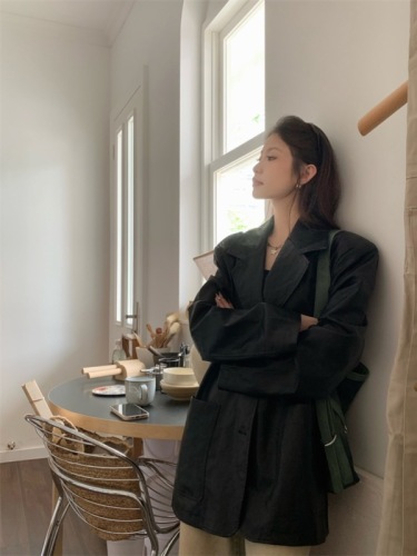 Autumn new ins high-end versatile solid color leather jacket and leather suit