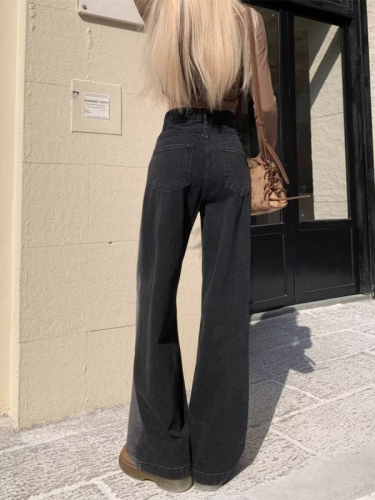 2024 Autumn Winter Plus Size Fat MM American Style Ins Streetwear Niche Versatile Heavy Craft Slim Straight Leg Jeans 