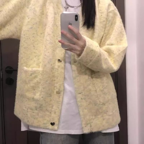 Lazy Deer Colorful Ball Long-Sleeve Knitted Cardigan Women's Autumn New Streetwear Trend Brand Loose Casual V-Neck Coat