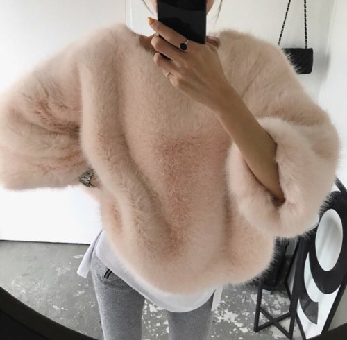 Ins Internet celebrity cute furry artificial fur imitation fur pullover warm jacket