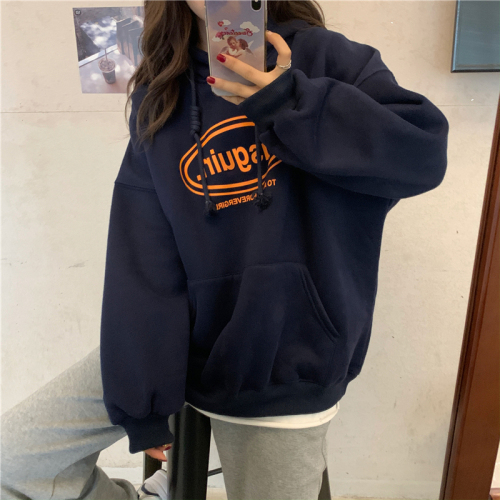 Korean foreign trade new velvet 250g / large hooded autumn and winter sweatshirt for women with velvet