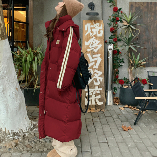 2024 new popular Angra red down jacket for women winter mid-length high-end bread jacket