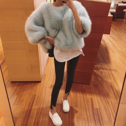 Ins Internet celebrity cute furry artificial fur imitation fur pullover warm jacket