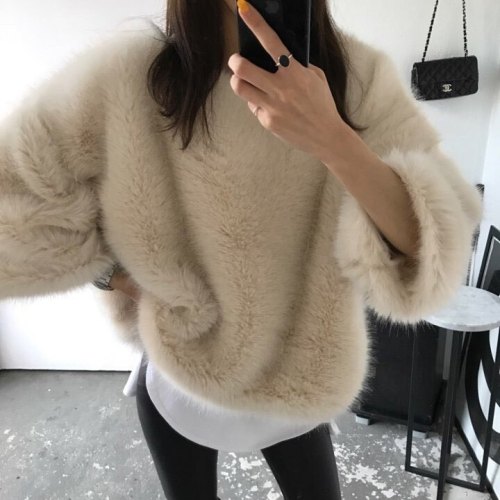 Ins Internet celebrity cute furry artificial fur imitation fur pullover warm jacket